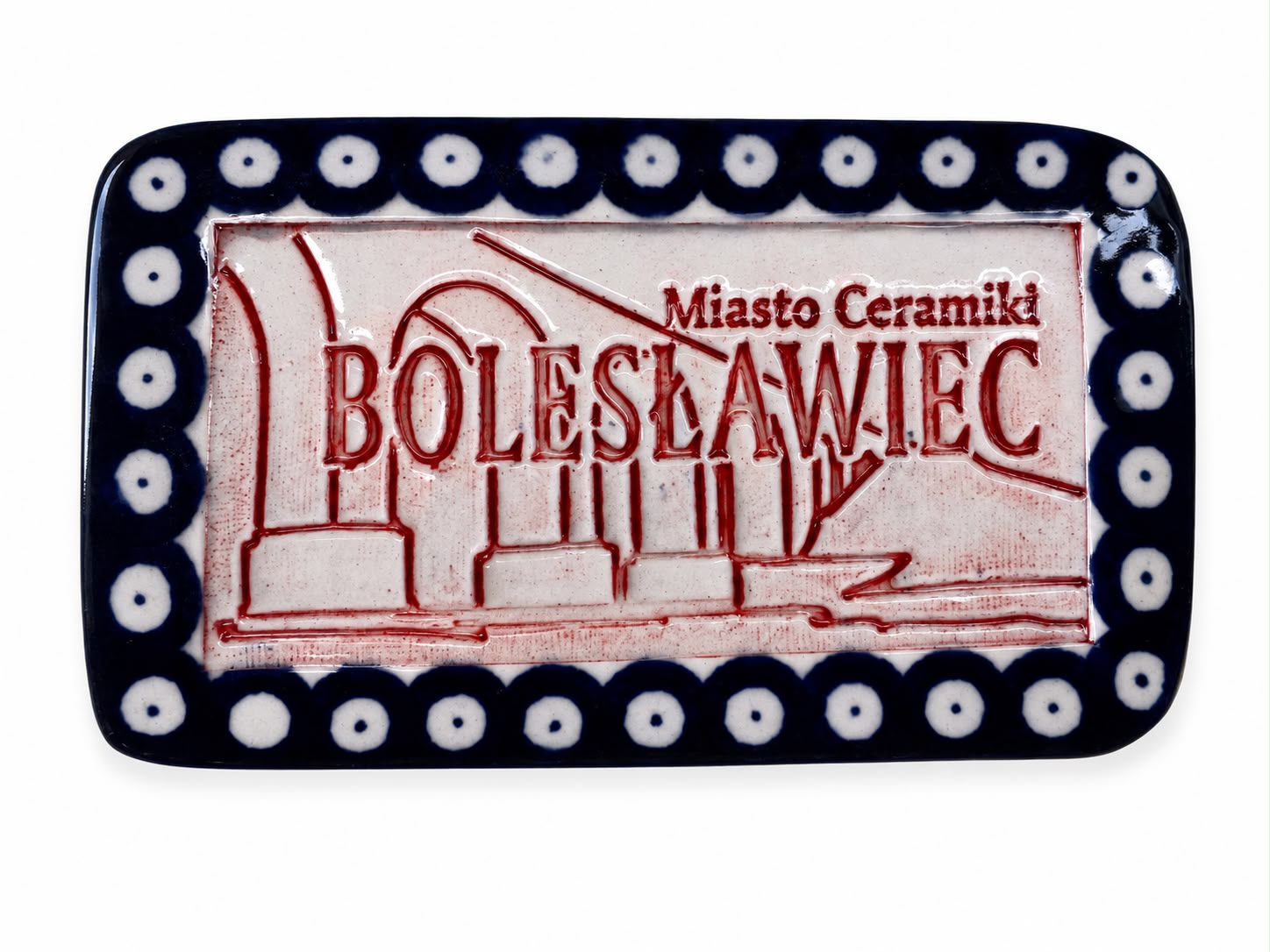 Przykład magnesu ceramicznego cieniowanego z dekoracją stemplami